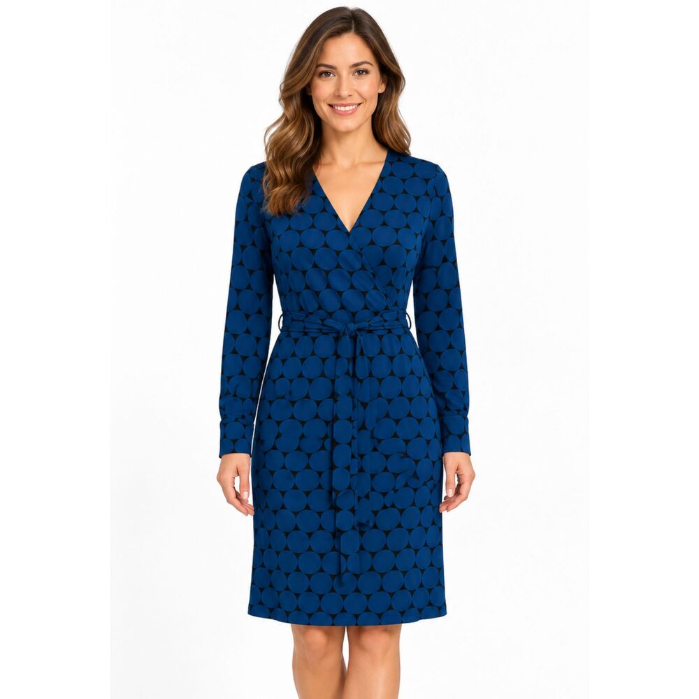Ann Taylor Jersey Knit Wrap Dress Size 6 Blue LIKE NEW